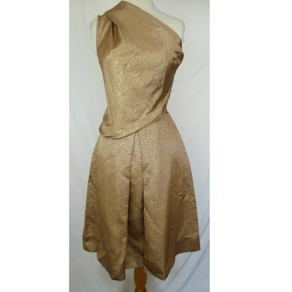 Costello Tagliapietra one shoulder gold party dress SIZE 4 - NWT